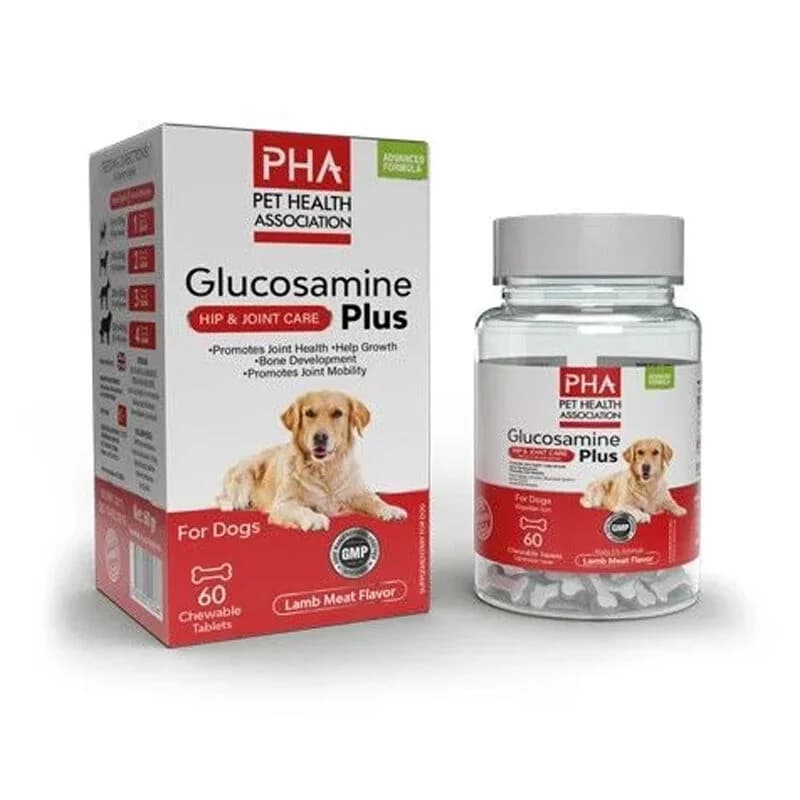 PHA-Pet Health Association مكمل بي إتش إيه غلوكوزامين بلس للكلاب 60 قرصًا لصحة المفاصل