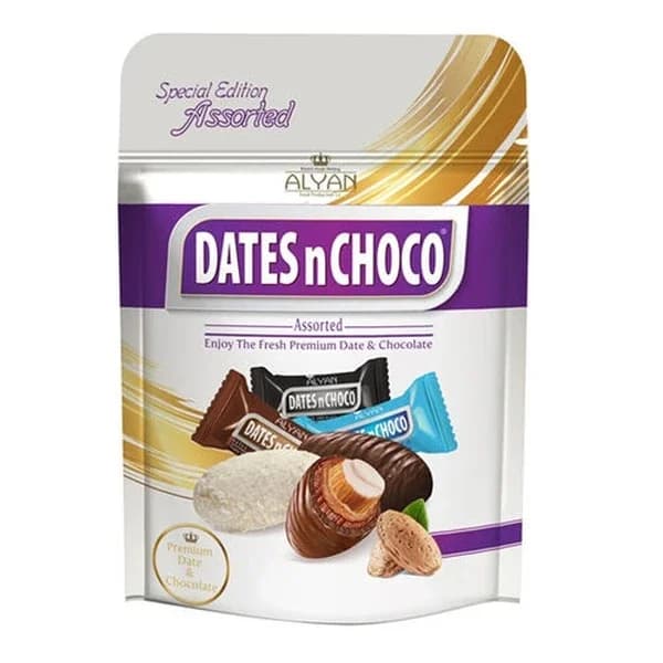 Dates N Choco تمر بالشوكولاتة المرّة 90 غ تمر مغطى بشوكولاتة الحليب البيضاء
