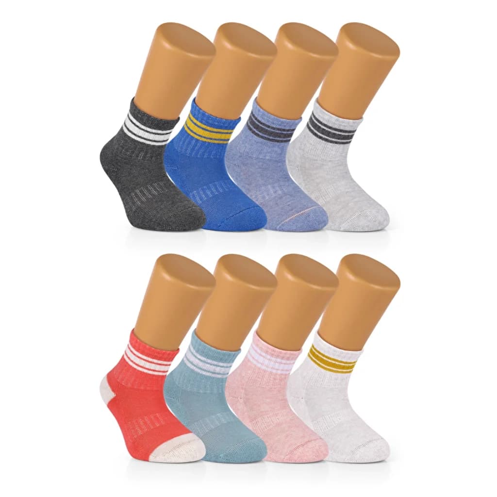 Ozzy Socks جوارب أوزي للأطفال عبوة من 8 جوارب قطنية مخططة للأطفال من عمر 3 إلى 5 سنوات