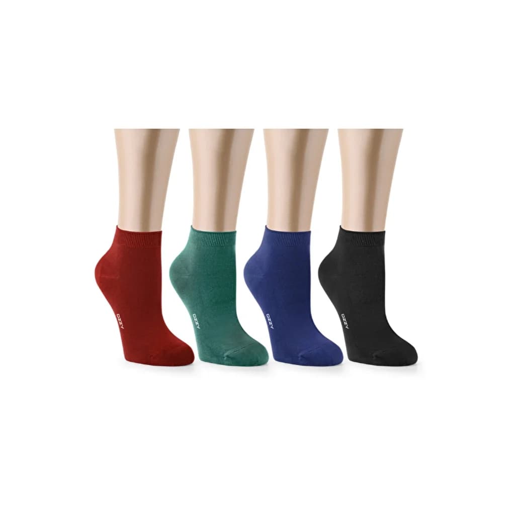 Ozzy Socks جوارب أوزي سوكس النسائية، عبوة من 4 جوارب كاحل بدون درزات من الخيزران، ملونة، مقاس 2 36/40