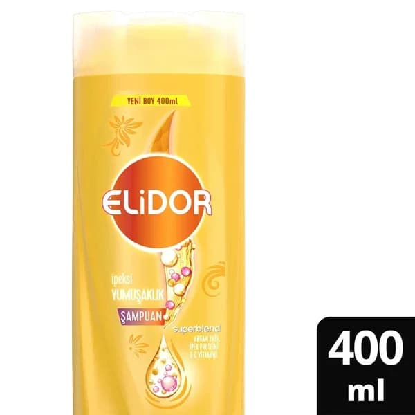 Elidor شامبو العناية بالشعر إيليدور سوبر بلند، نعومة حريرية، زيت الأرغان، بروتين الحرير، فيتامين سي، 400 مل