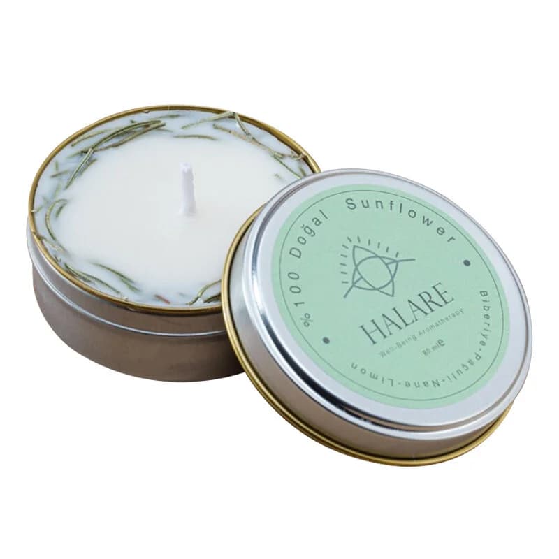 Halare Aromatherapy شمعة هالاري للعلاج بالروائح العطرية: إكليل الجبل والبتشولي والنعناع 80 مل