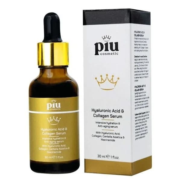 Piu Cosmetic سيروم بيو كوزماتيك المضاد للشيخوخة بحمض الهيالورونيك والكولاجين 30 مل