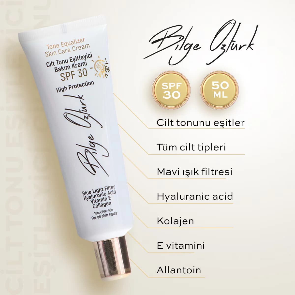كريم العناية بتوازن اللون SPF30 50 مل من بيلج أوزتورك Bilge Ozturk