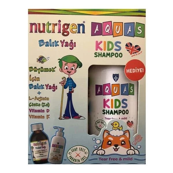 Nutrigen شراب زيت السمك نيوتريجين 200 مل + شامبو أكواس للأطفال مجانًا