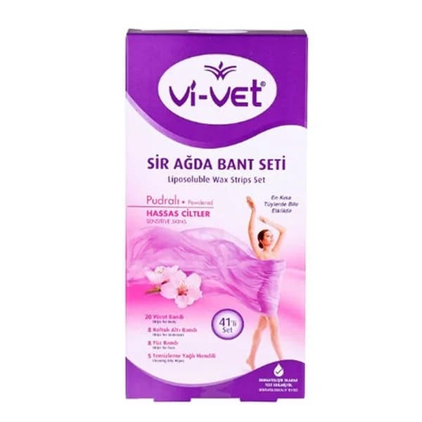 Vi-vet مجموعة شرائح إزالة الشعر بالشمع مع بودرة الجسم من فيفيت، 41 قطعة