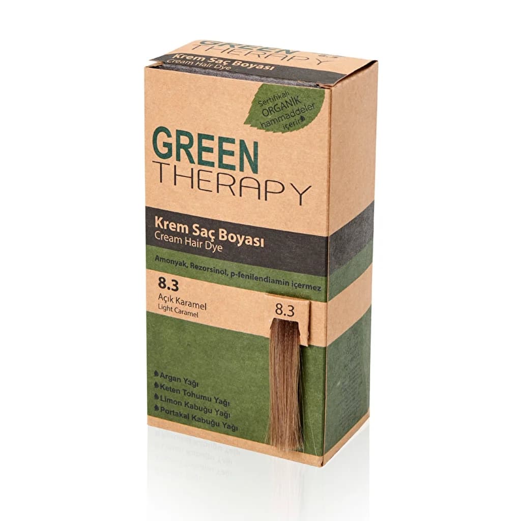 Green Therapy صبغة شعر كريم العلاج الأخضر 8.3 كراميل فاتح