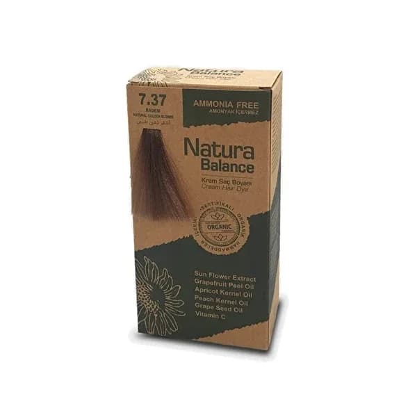 Natura Balance صبغة شعر كريم ناتورا بالانس لون اللوز 7.37، قطعة واحدة