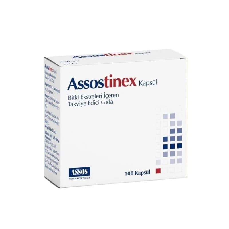 Assos İlaç مستخلصات نباتية من أسوستينكس تحتوي على غذاء مكمل 100 كبسولة