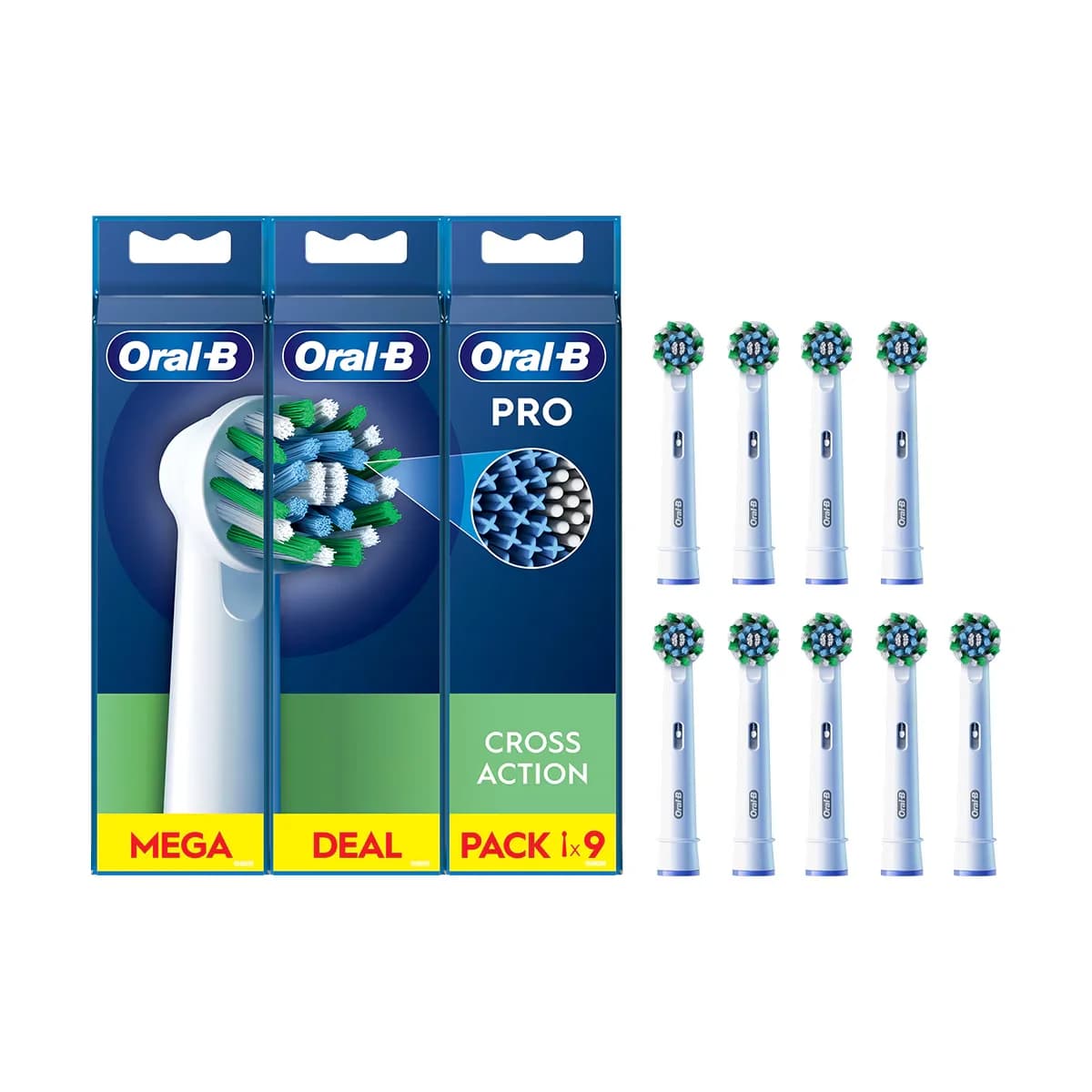 Oral-B رأس بديل لفرشاة الأسنان أورال-بي كروس أكشن، 9 قطع
