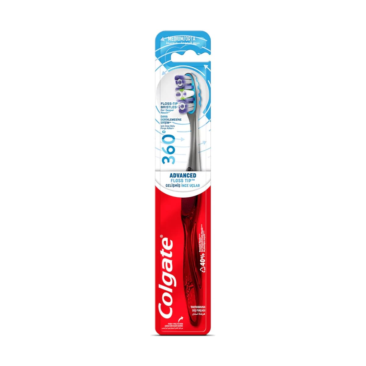 Colgate فرشاة أسنان كولجيت 360 المتقدمة للحماية المتوسطة عبوة من 4 قطع