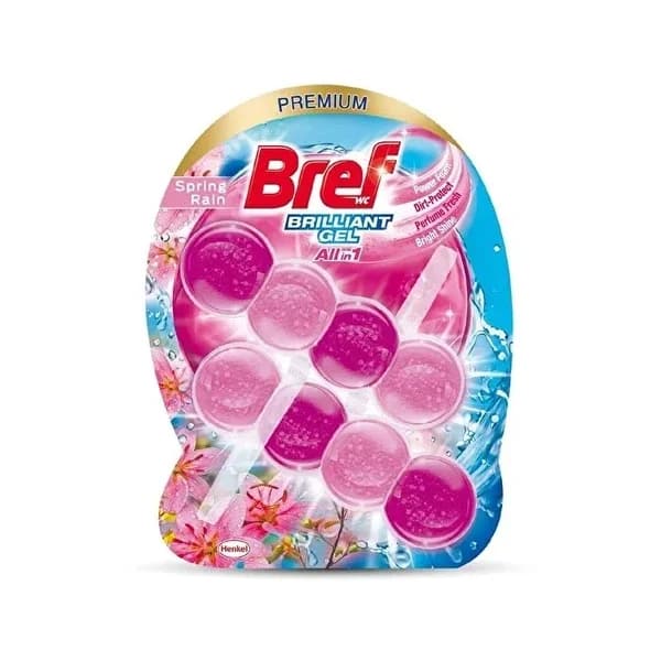 Bref جل بريليانت لتنظيف المراحيض برائحة المطر الربيعي، عبوة من قطعتين
