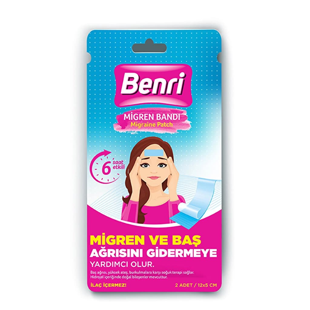 Benri Migraine Relief Band - Rapid Cooling Hydrogel Plaster