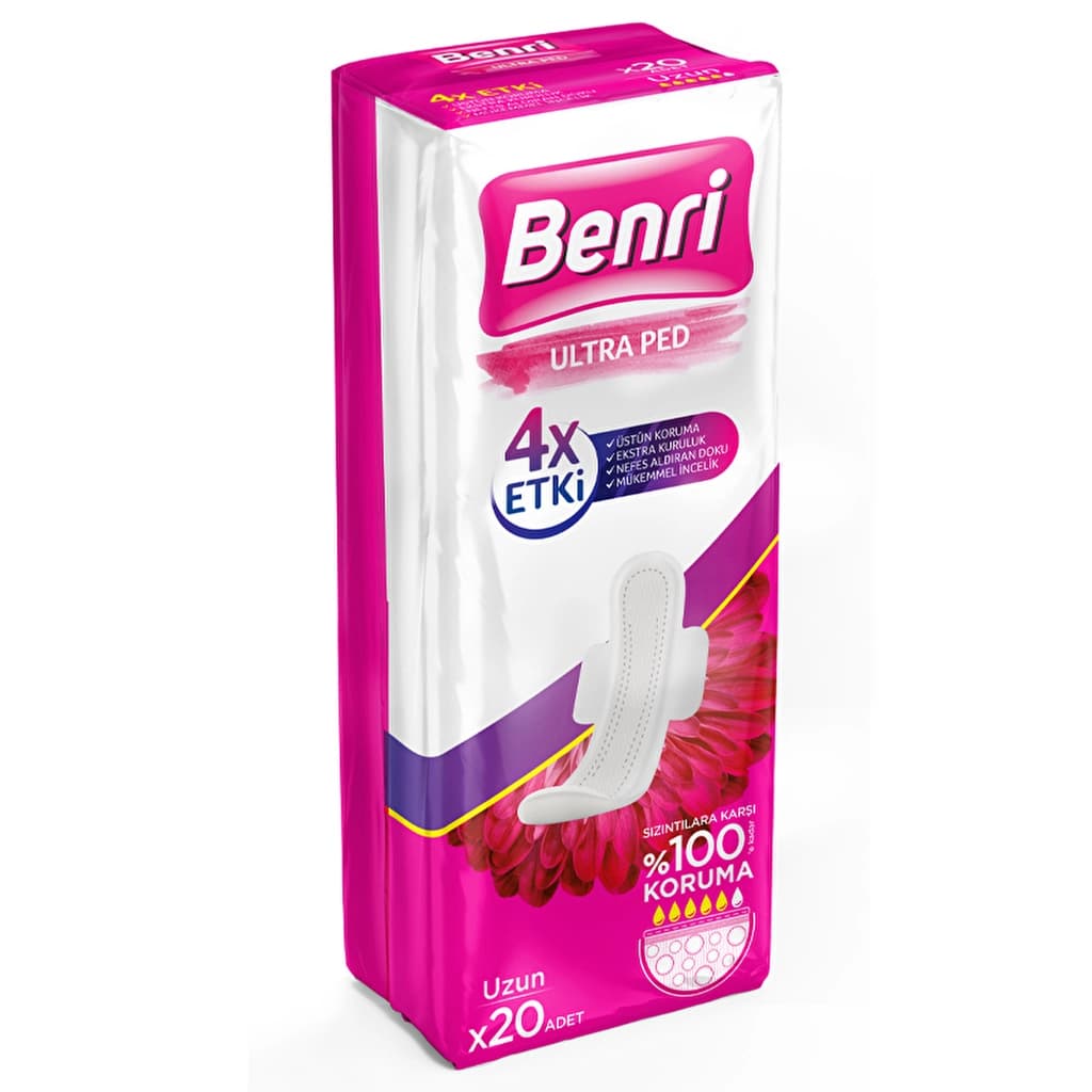 Benri Long Sanitary Pads - Multi Pack of 20 for Extra Comfort