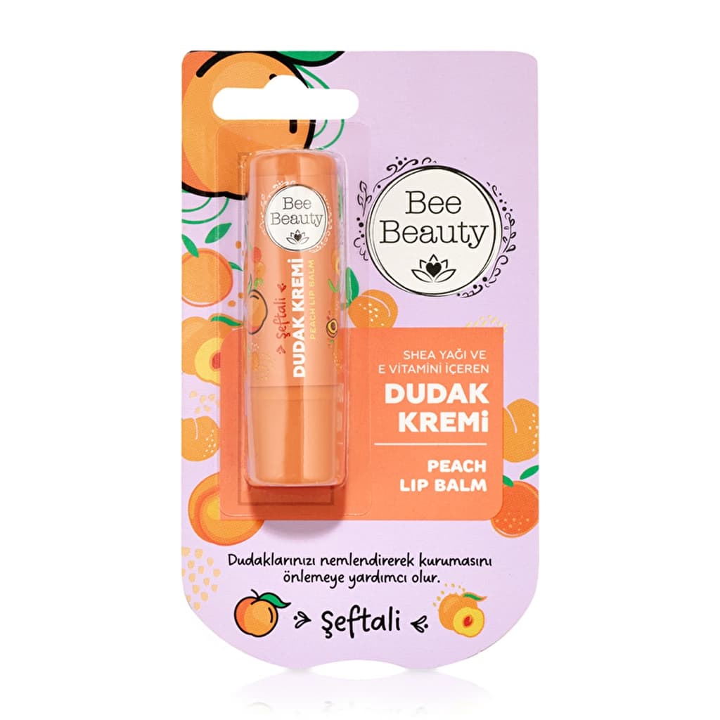 Bee Beauty Peach Lip Balm with Shea Butter & Vitamin E