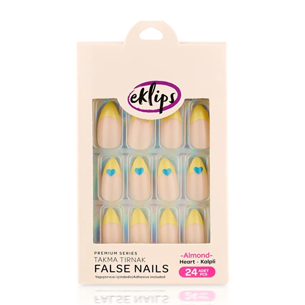 Eklips False Nails Heart French Almond
