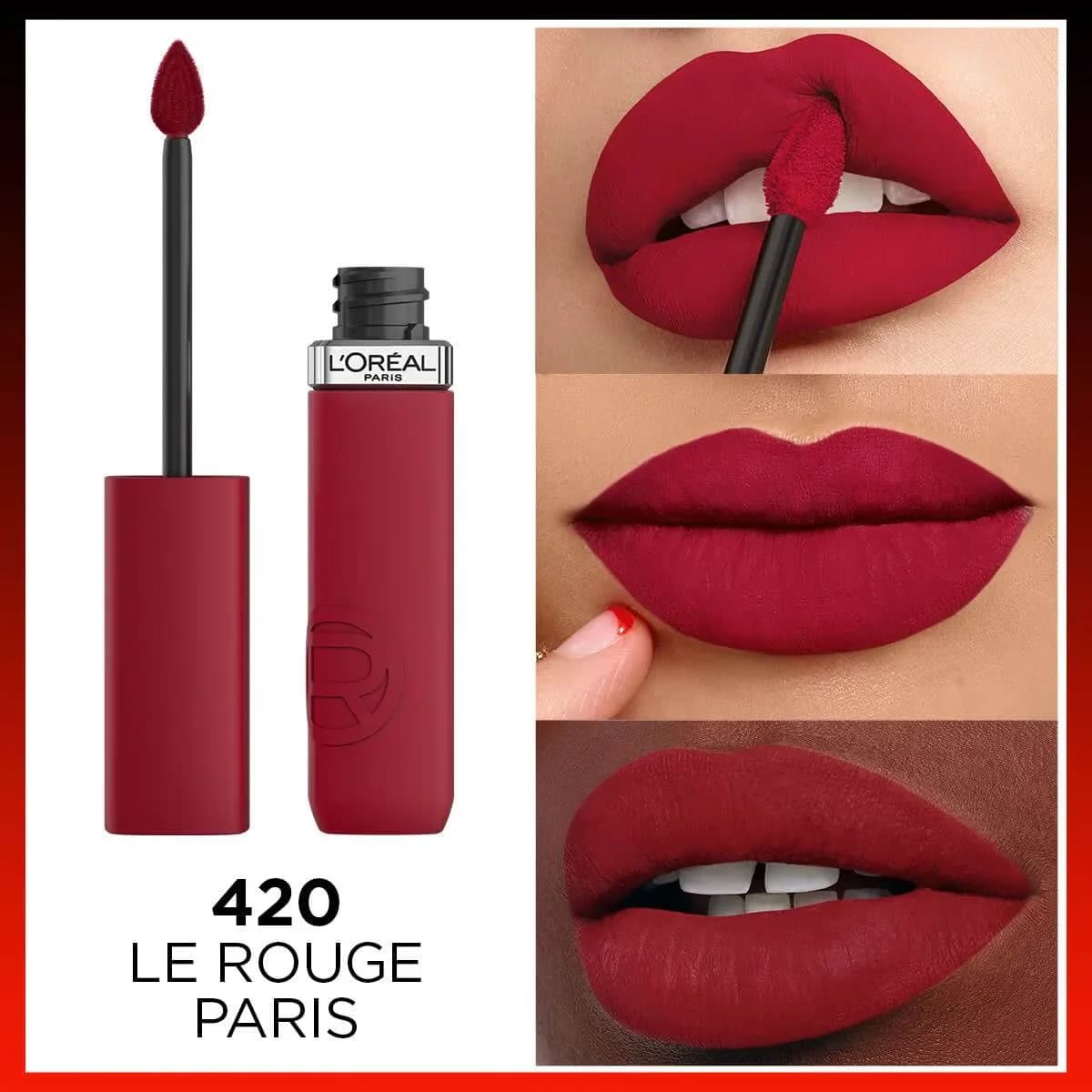 L'Oreal Paris أحمر شفاه سائل غير لامع إنفيليبل من لوريال باريس 420 لو روج باريس