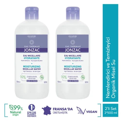 Eau Thermale Jonzac ماء ميسيلار عضوي مرطب ومنظف من جونزاك، 2 × 500 مل