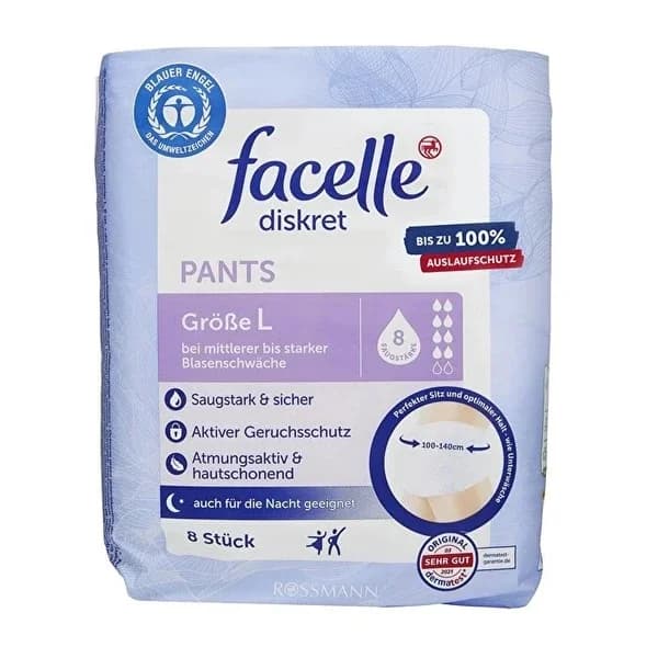Facelle Absorbent Panties L Size 8 Pack