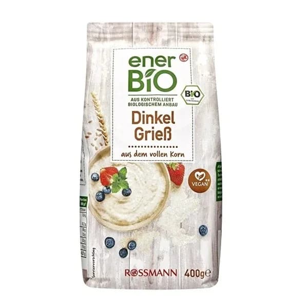 Enerbio Organic Whole Wheat Semolina 400g - Vegan, Nutty Flavor