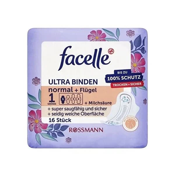 Facelle Ultra Pad Winged Regular Lactic Acid 16 Pack