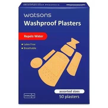 Watsons Waterproof Mixed Size Band-aids 50 pack