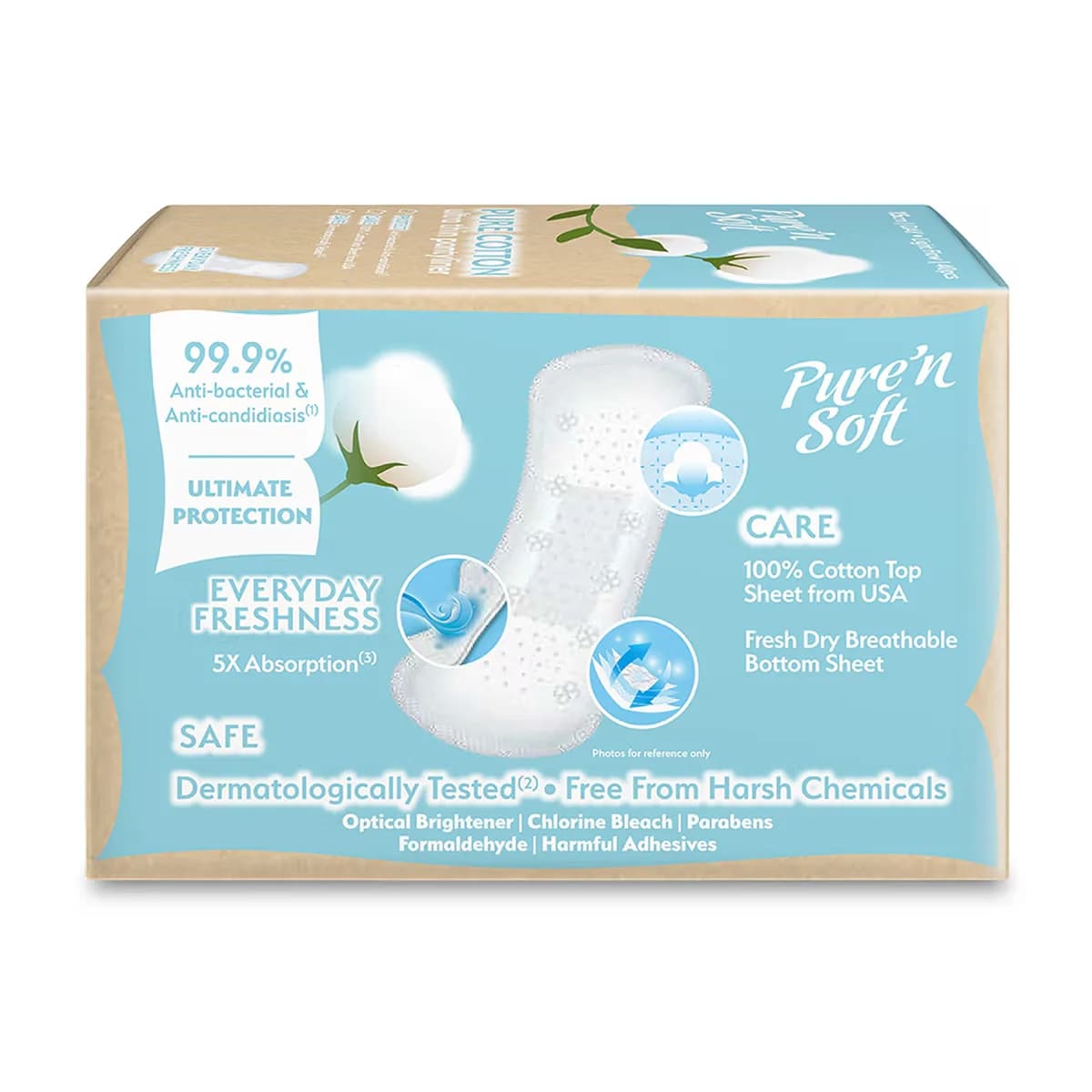 Pure'n Soft فوط صحية يومية بيور أند سوفت قطنية رقيقة للغاية بدون رائحة، 40 قطعة