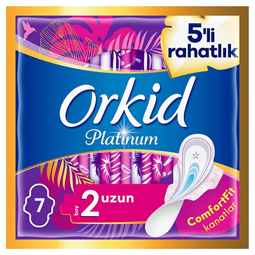 Оркид Платинум Крылатые Длинные (размер 2) 7 шт. Прокладки гигиенические