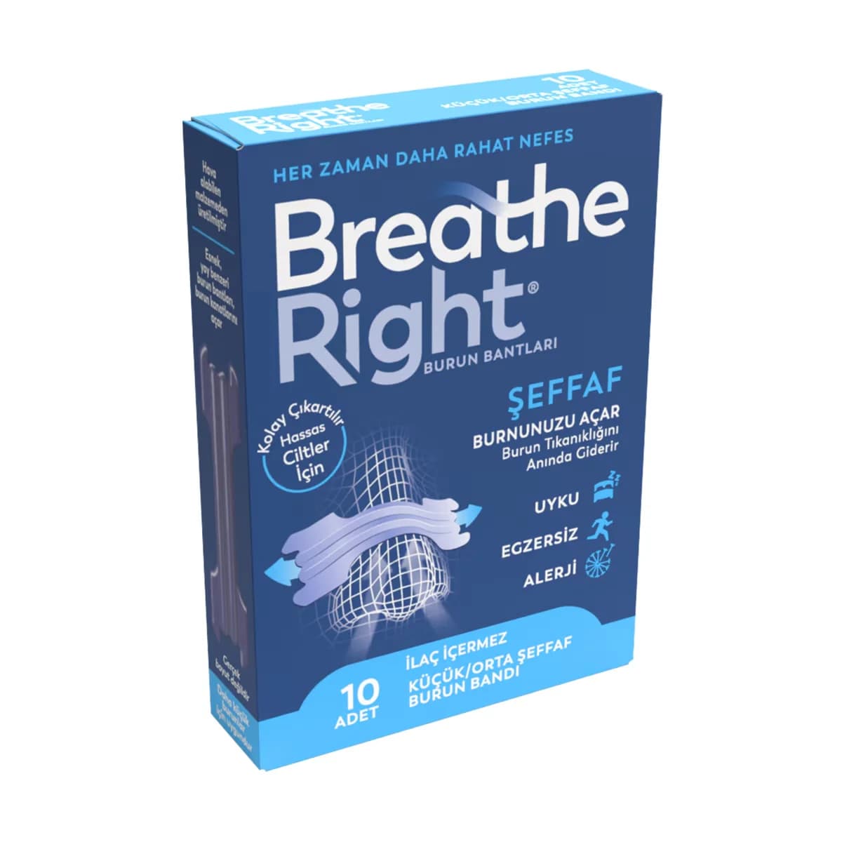 Breathe Right Nasal Strips - Small-medium 10 pcs - Transparent