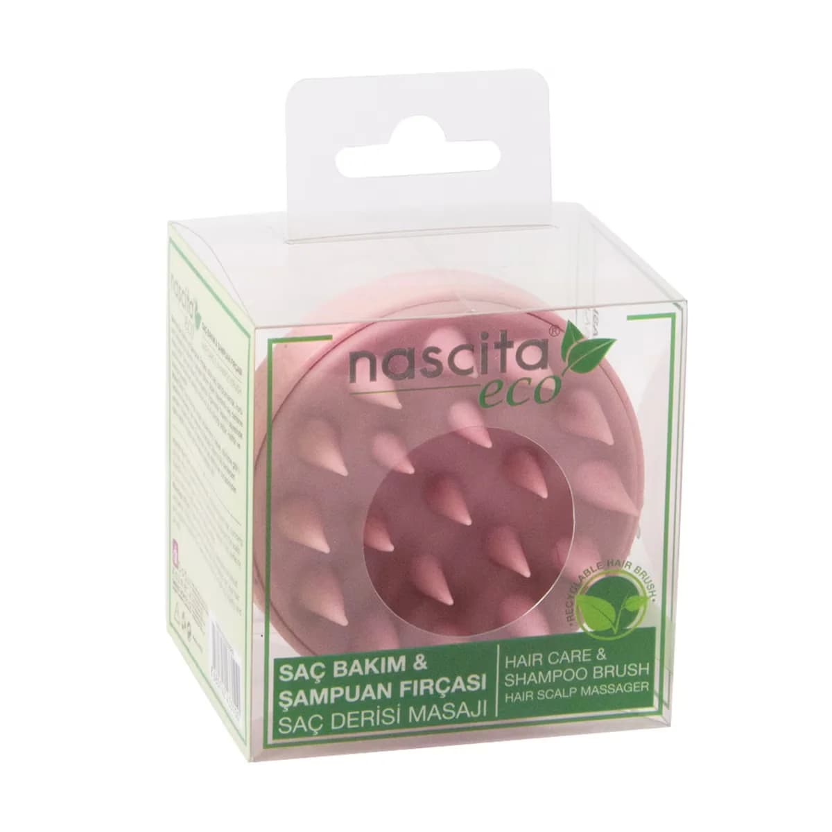 Щетка для мытья волос из переработанного материала бамбук розовая от Nascita
