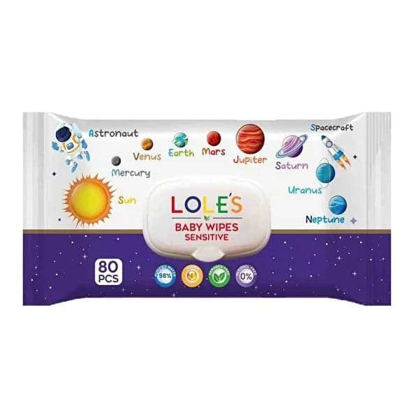 Lole Baby Sensitive Wet Wipes, 80 Count - Gentle & Hypoallergenic