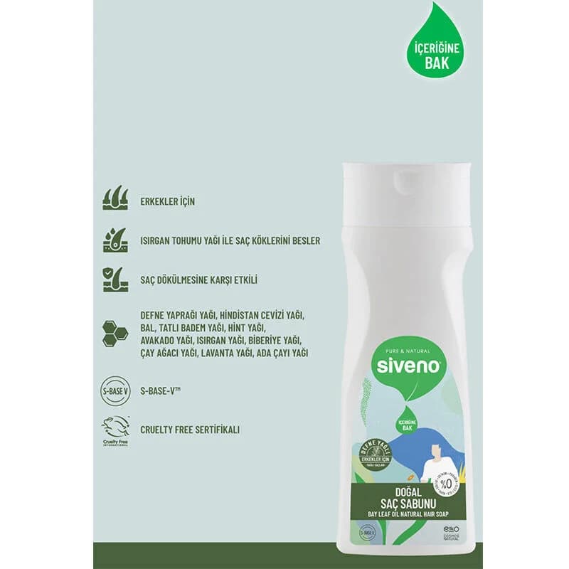Siveno Männer Natur Haarseife mit Lorbeeröl - 300ml