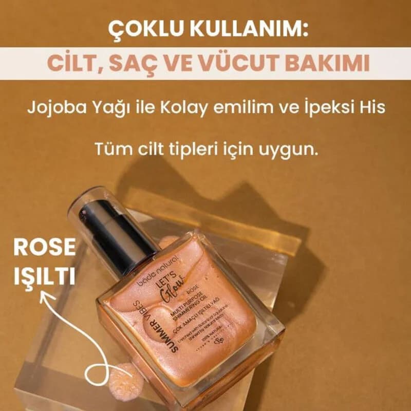 Bade Natural Let's Glow Rose Shimmer Öl - 50ml