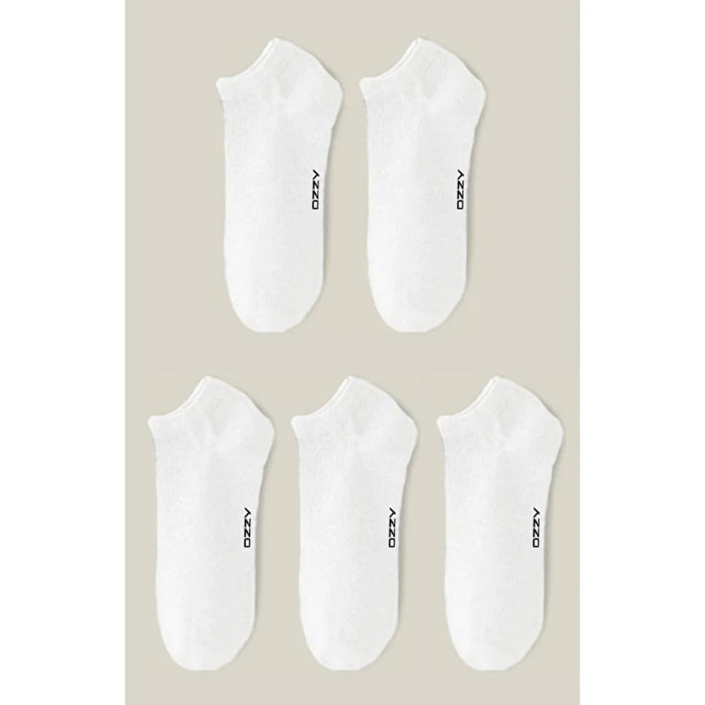 Ozzy Socks جوارب أوزي سوكس للرجال، عبوة من 5 جوارب قطنية بدون درزات للكاحل، بيضاء، مقاس 40/44