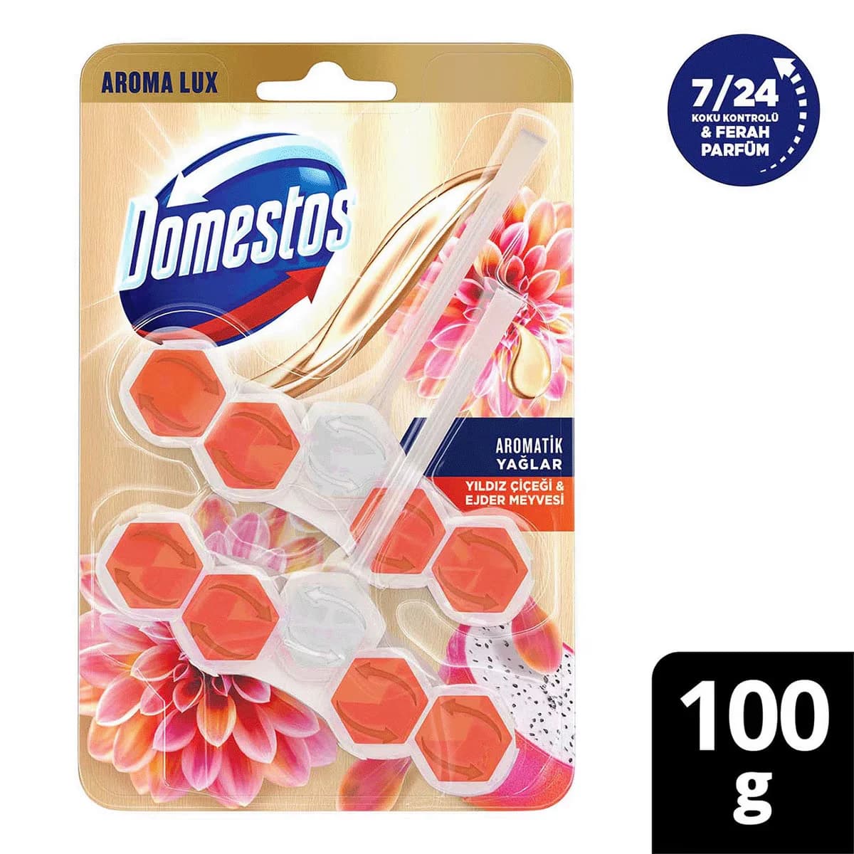 Domestos دومستوس منظف المرحاض أروما لوكس برائحة زهرة النجمة وفاكهة التنين 2 × 50 جرام