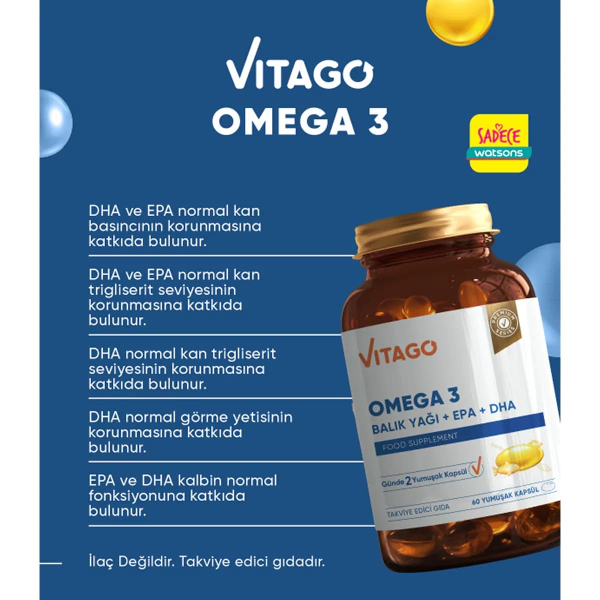 زيت السمك أوميغا 3 EPA DHA من فيتاجو 60 كبسولة Vitago