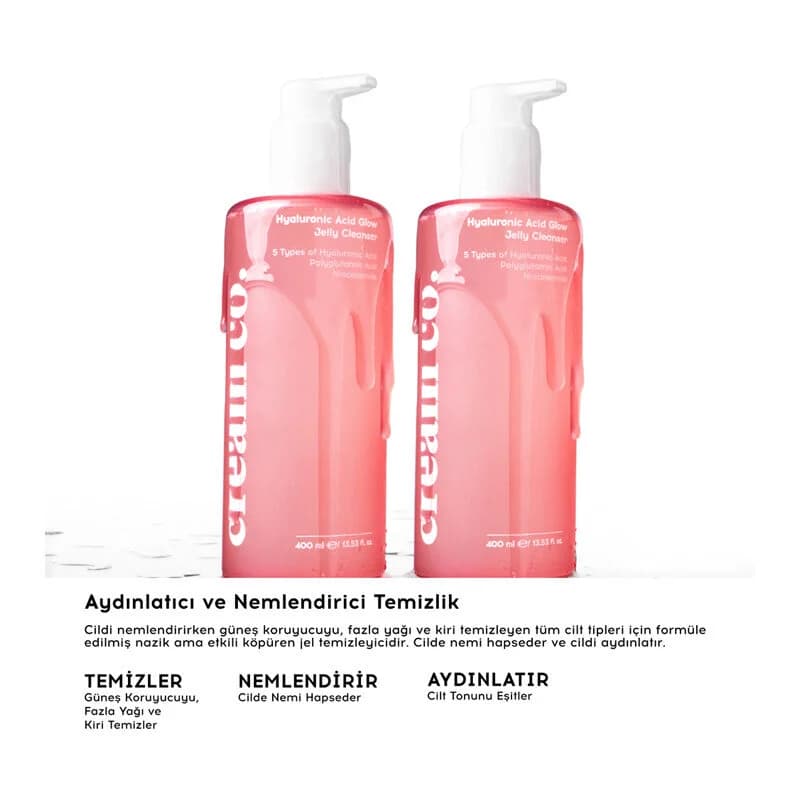 Cream Co. 400ml Hyaluronsäure Glow Jelly Reiniger