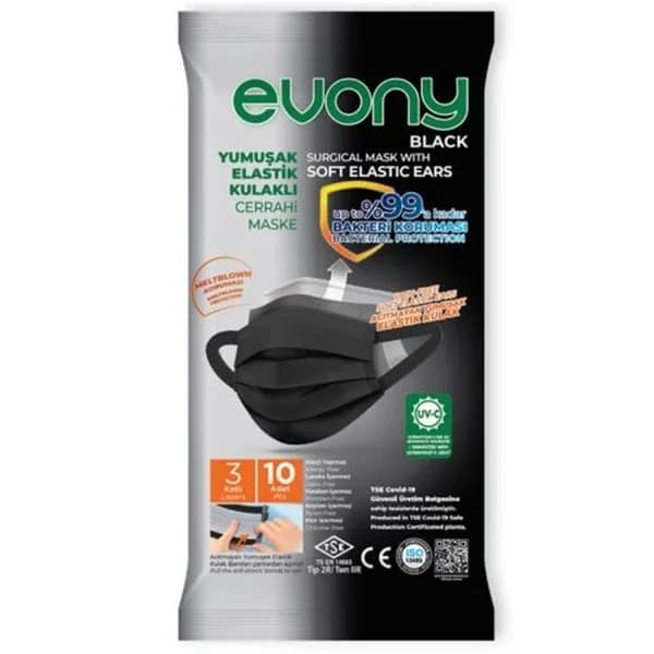 Evony Black Soft Elastic Ear Mask 10 pcs