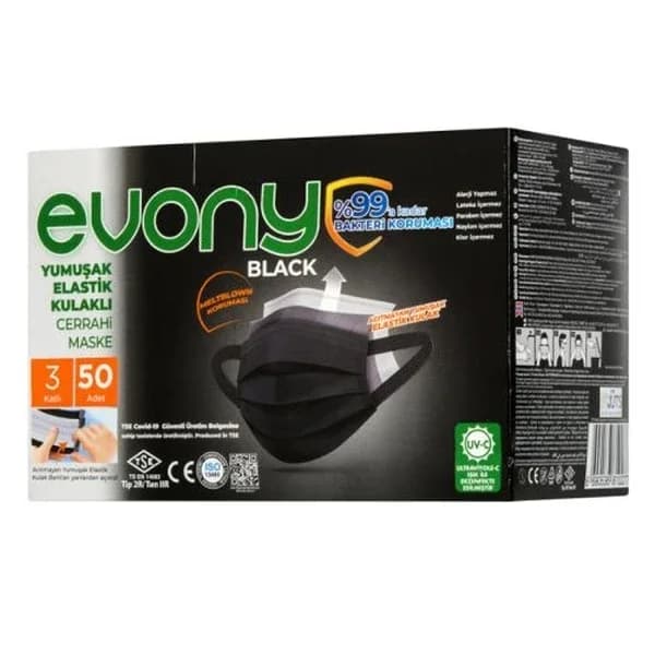 Evony 3 layer Mask 50 pcs - Black