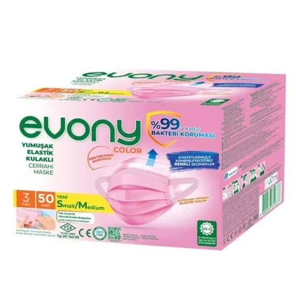 Evony 3 layer Mask 50 pcs - Pink