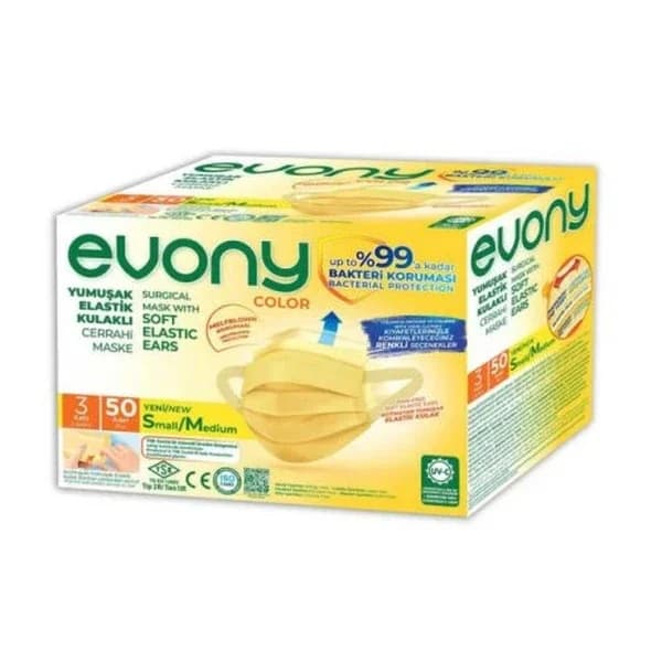 Evony 3 layer Mask 50 pcs - Yellow