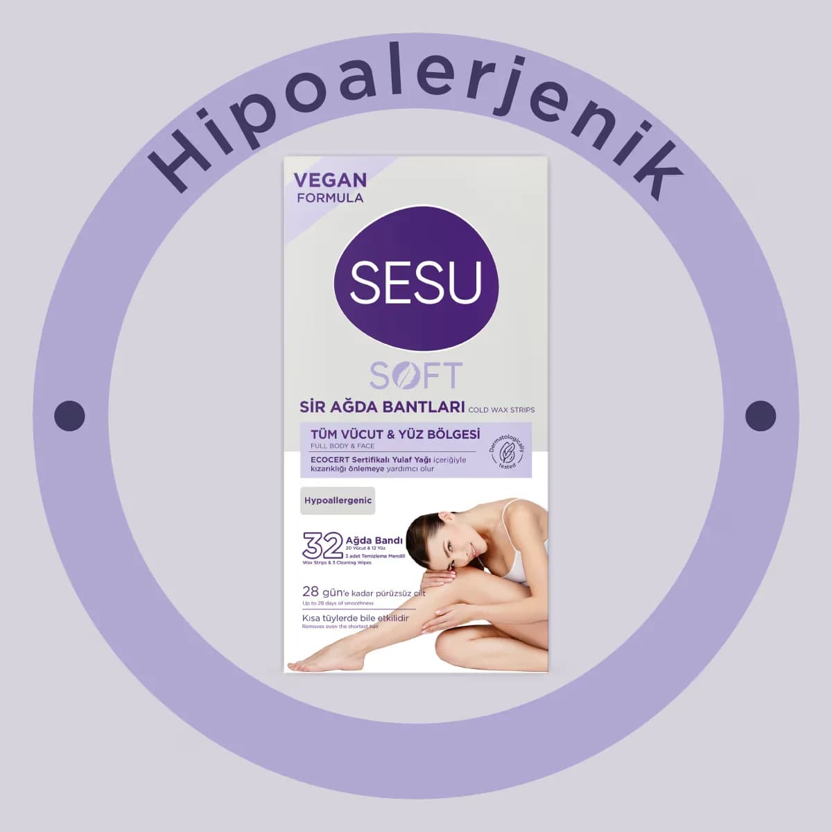 С восковыми полосками для депиляции Sesu Soft Овсяные 32 шт