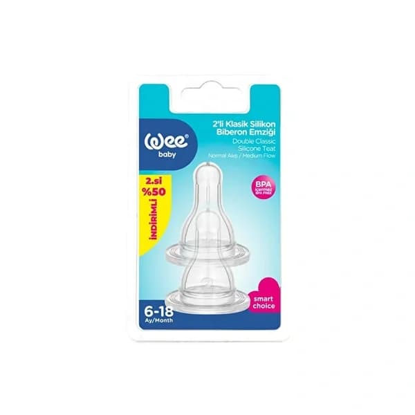 Wee Baby 2-pack Silicone Bottle Nipple Normal Flow No: 2
