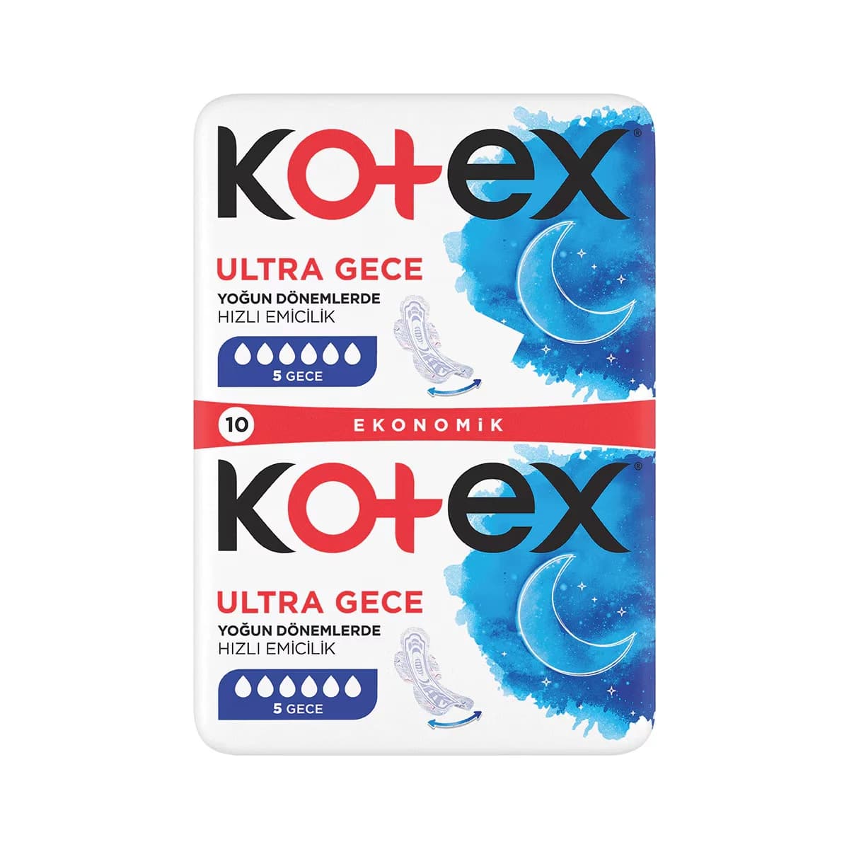 Kotex فوط صحية مزدوجة من كوتكس ألترا ليلية، عبوة من 10 قطع