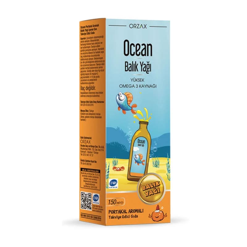 Orzax Ocean Omega-3 fish Oil Syrup Orange Flavored 150 ml