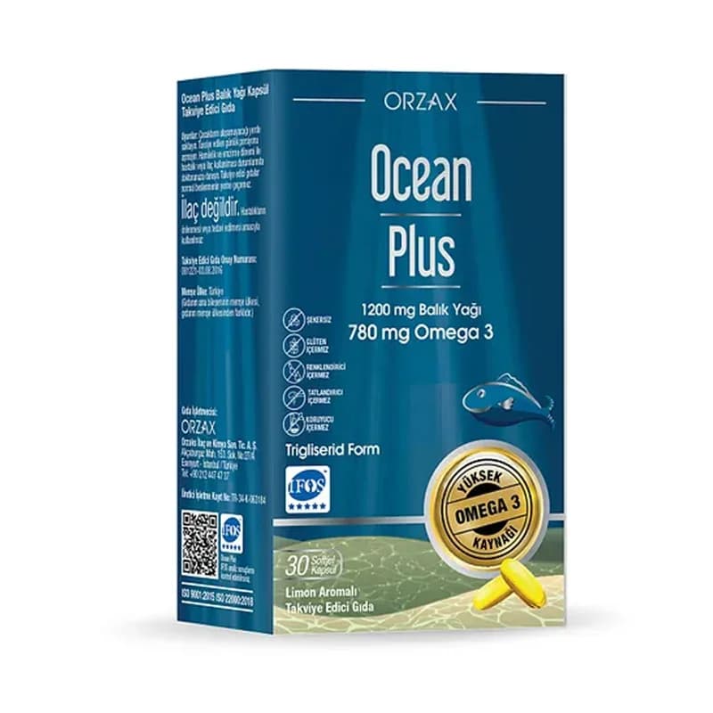 Orzax Ocean Plus 1200 mg Pure Fish Oil 700 mg Omega 3 30 capsules