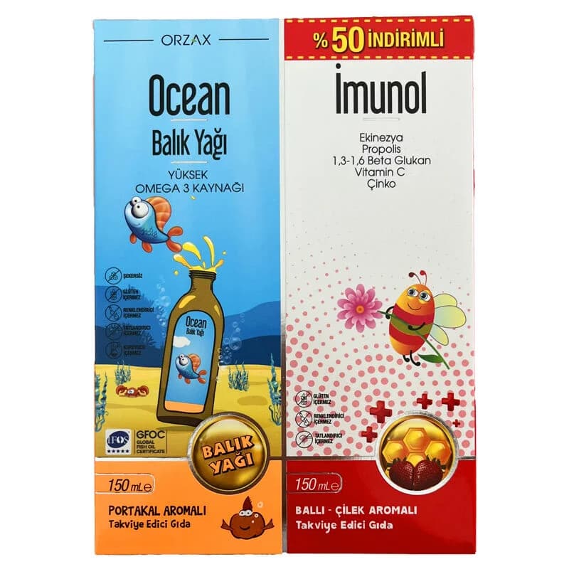 Orzax Ocean Fish Oil+ Orzax Ocean Imunol Food Supplement 150 ml Discounted