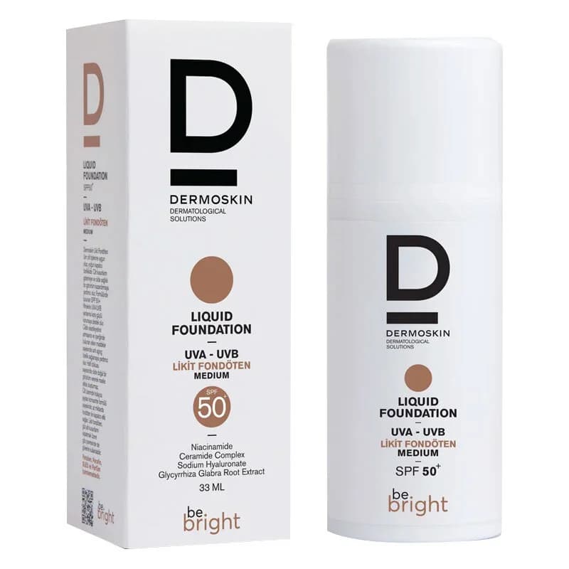 فoundation سائل ديرموسكن بي برايت SPF50+ 33 مل متوسط Dermoskin