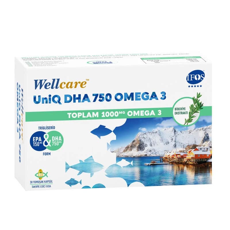Wellcare Uniq Dha 750 omega 3 fish Oil 30 capsules