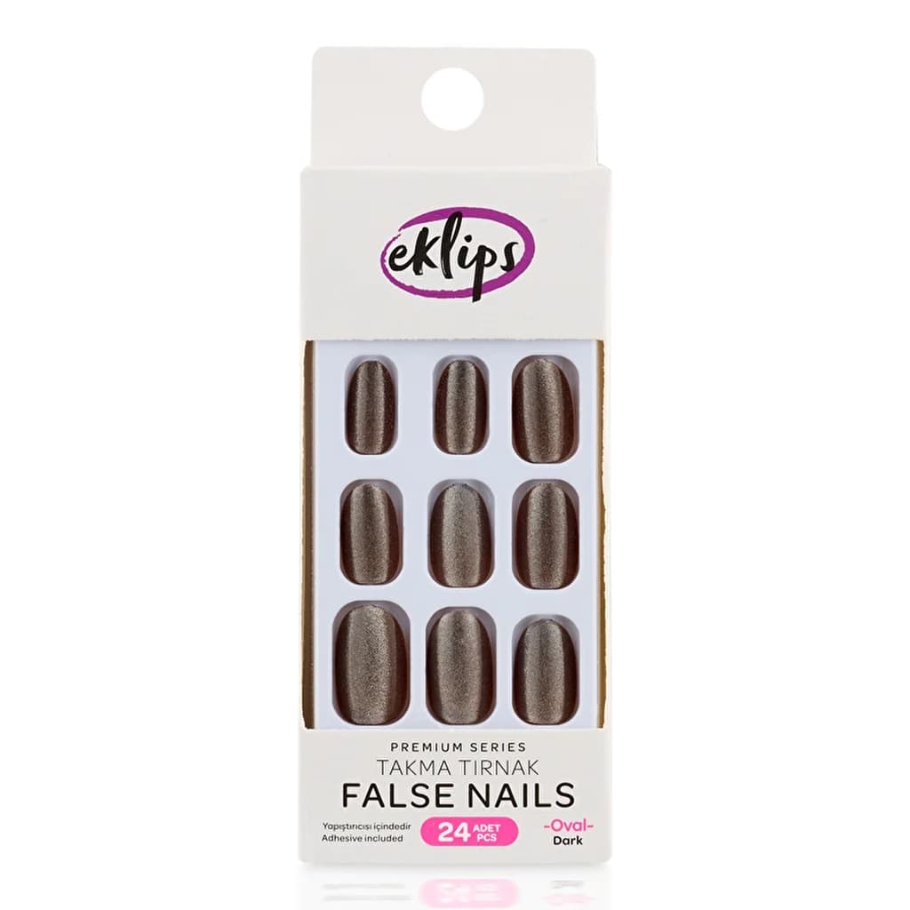 Eklips Glitzernde Dunkle Oval-Falschnägel
